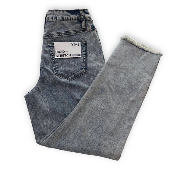 YMI High Rise Dream Jeans Distressed Ankle Length Raw Hem Splatter Paint Size 7 - Picture 7 of 10